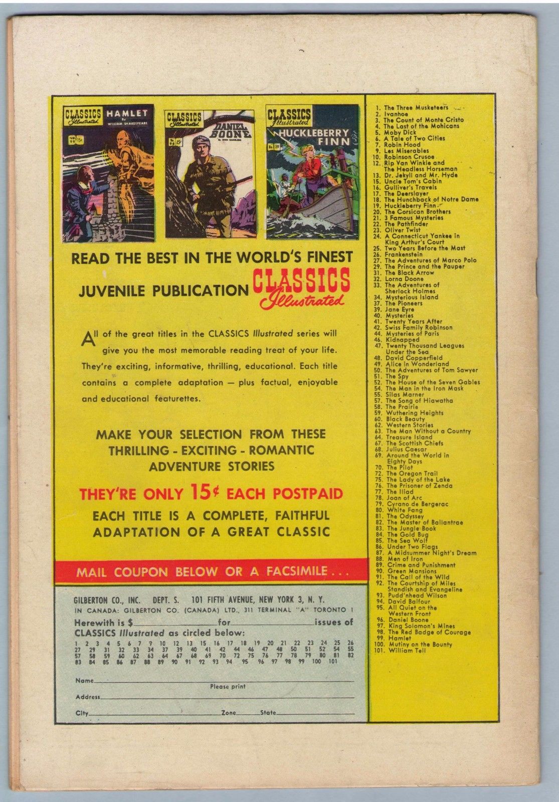 Classics Illustrated 101 (original) (Nov 1952) FI+ (6.5)