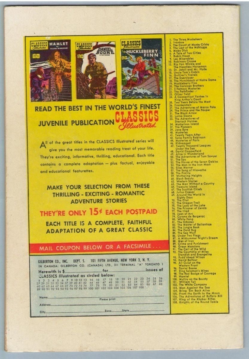 Classics Illustrated 107 (Original) (May 1953) FI- (5.5)