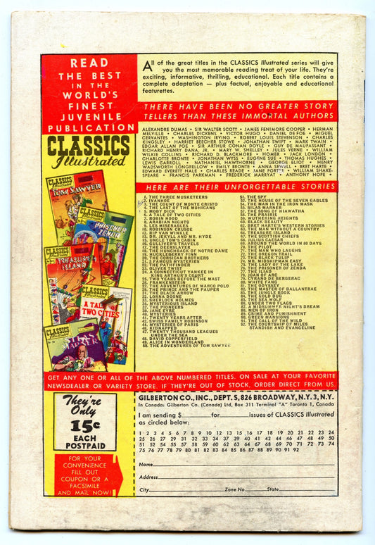 Classics Illustrated 91 (Original) (Jan 1952) VG (4.0)