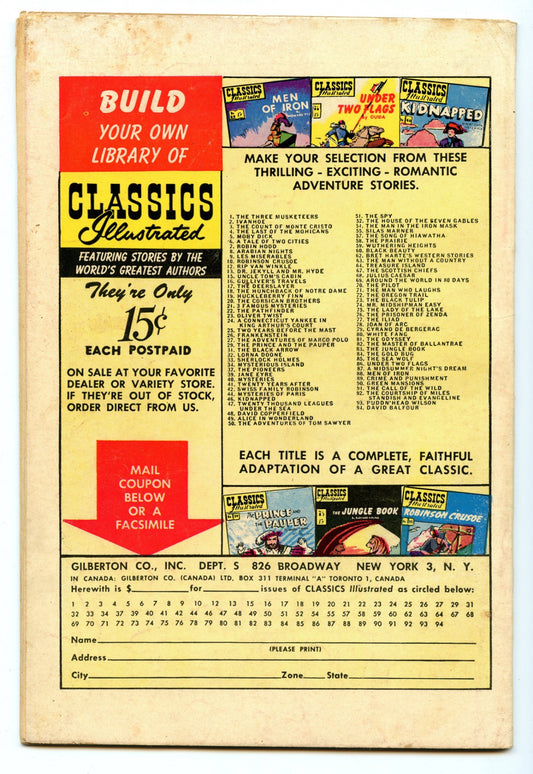 Classics Illustrated 94 (Original) (Apr 1952) VG+ (4.5)