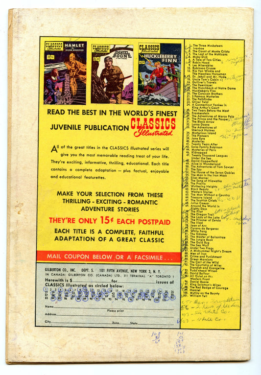 Classics Illustrated 101 (Original) (Nov 1952) VG- (3.5)