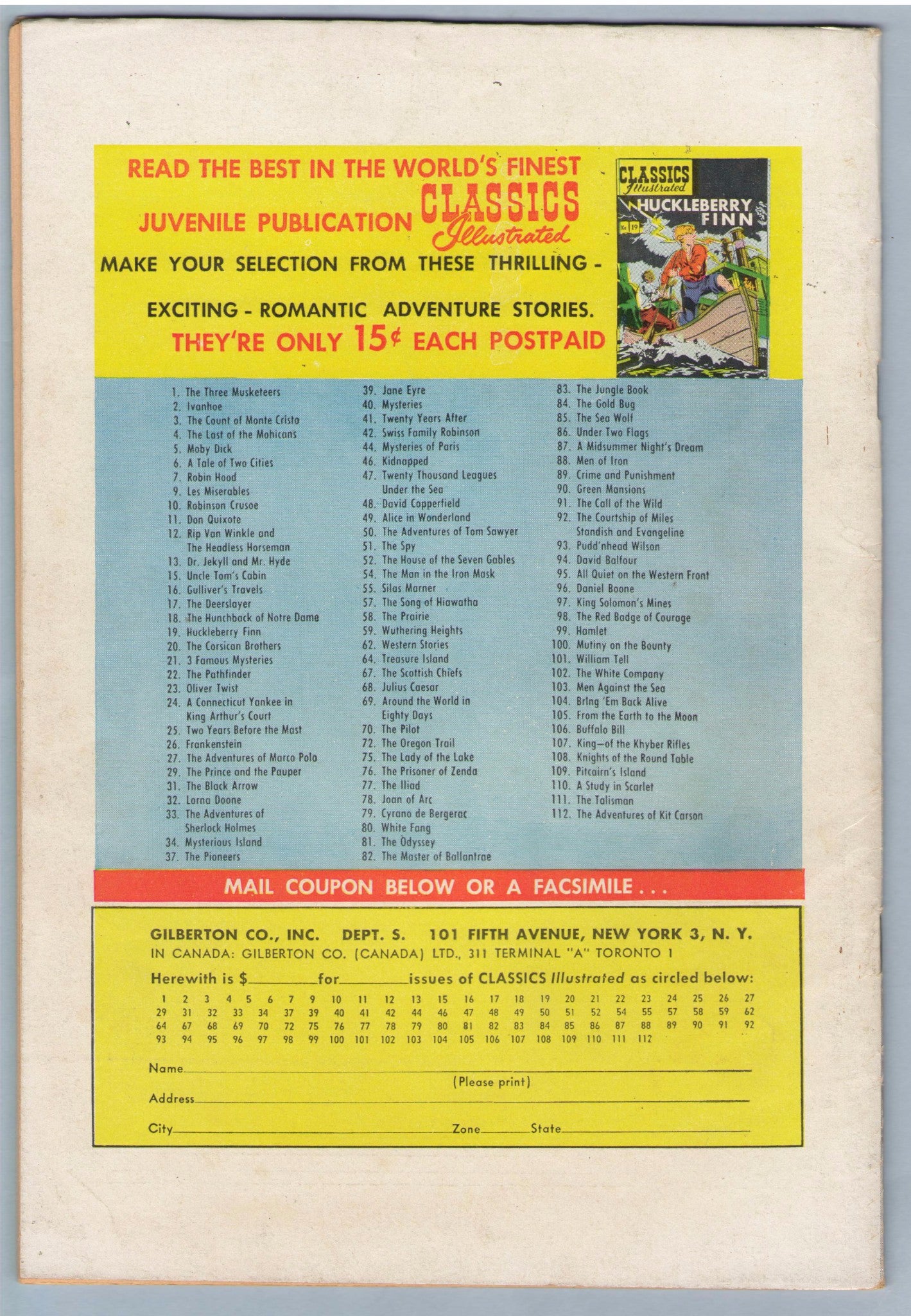 Classics Illustrated 111 (original) (Sep 1953) FI+ (6.5)