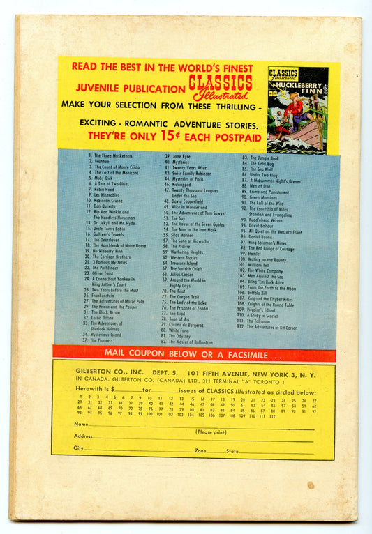 Classics Illustrated 111 (Original) (Sep 1953) VG (4.0)