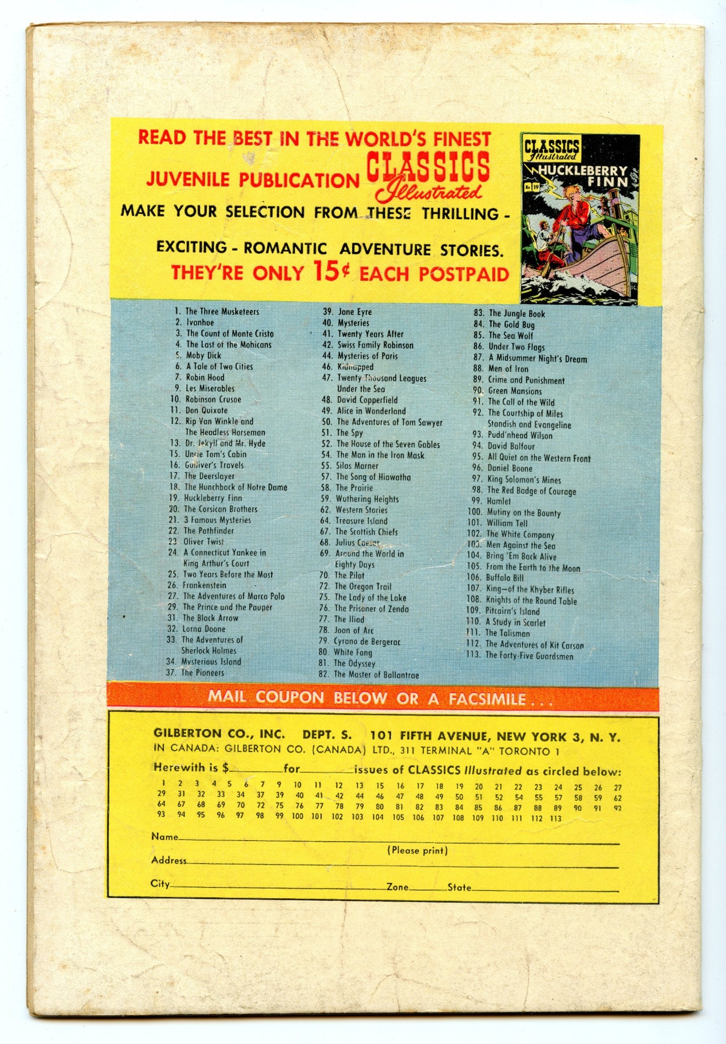 Classics Illustrated 112 (Original) (Oct 1953) VG (4.0)