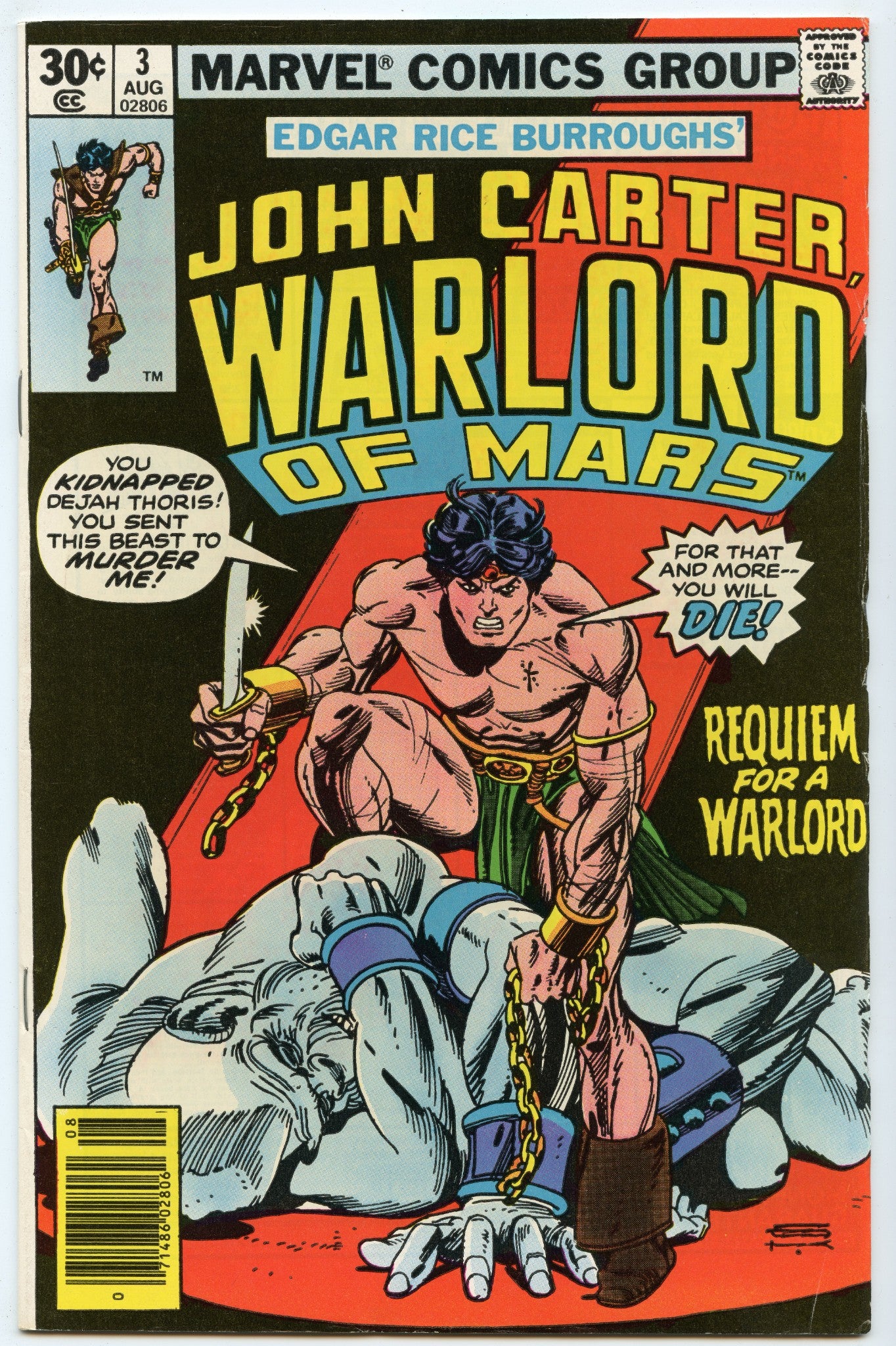 John Carter, Warlord of Mars 3 (Aug 1977) FI- (5.5)