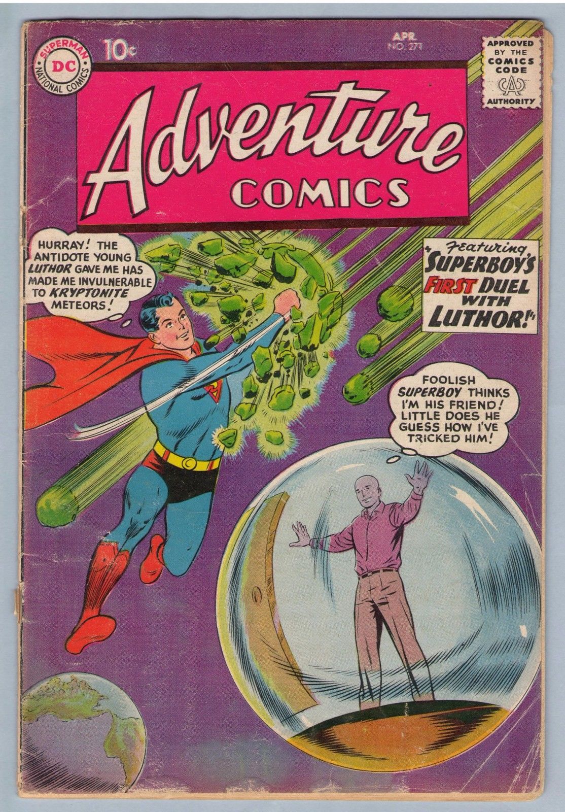 Adventure Comics 271 (Apr 1960) VG- (3.5) - Origin Lex Luthor