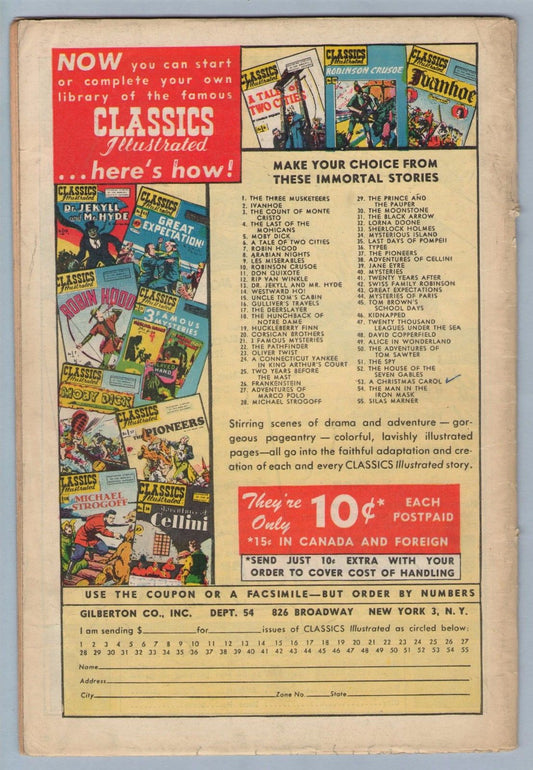 Classics Illustrated 57 (original) (Mar 1949) VG-FI (5.0)