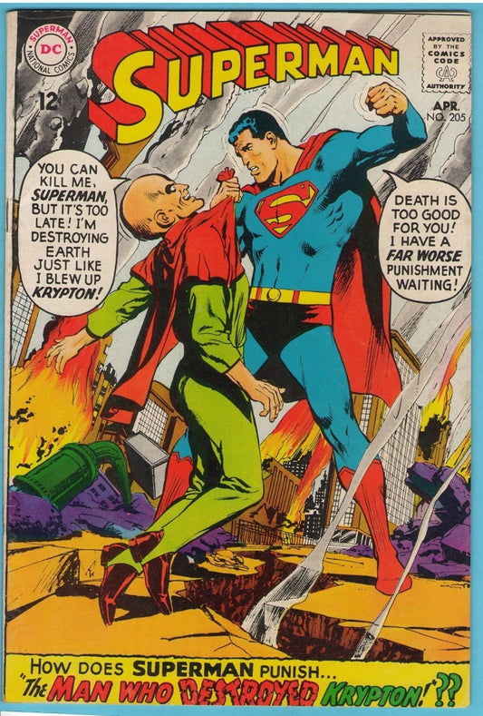 Superman 205 (Apr 1968) FI-VF (7.0)