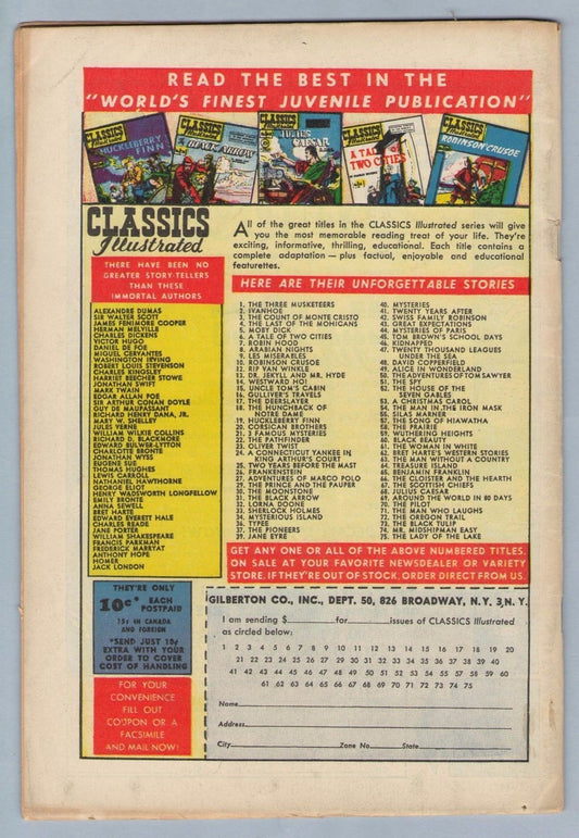 Classics Illustrated 74 (original) (Aug 1950) FI+ (6.5)