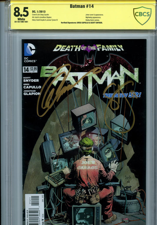 Batman V2 14 (Jan 2013) CBCS (8.5) - signed by Capullo & Snyder