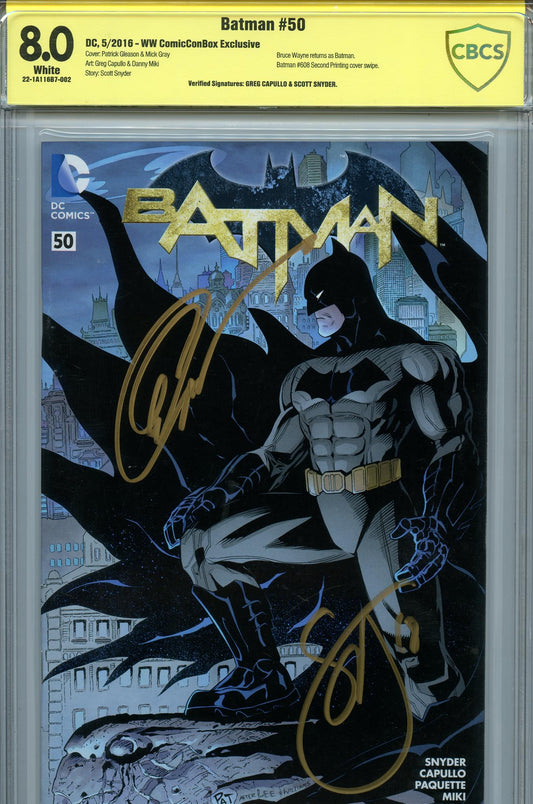 Batman V2 50 (May 2016) WW ComicCon CBCS (8.0) - signed by Capullo & Snyder