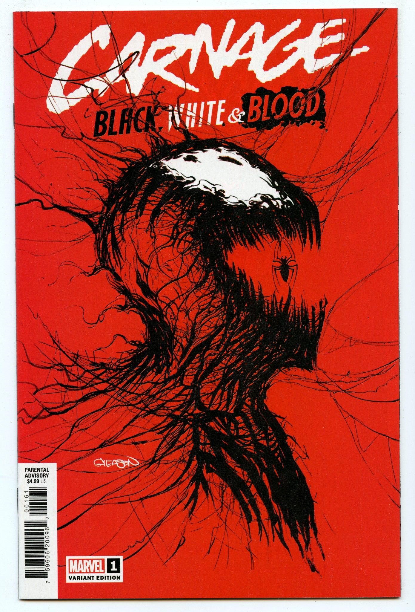 Carnage - Black, White & Blood 1 (May 2021) NM- (9.2) - Gleason webhead variant