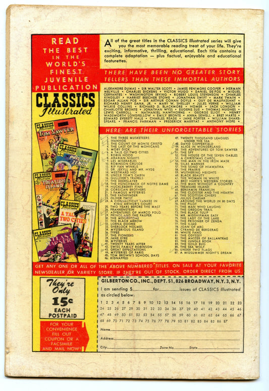 Classics Illustrated 86 (Original) (Aug 1951) VG- (3.5)