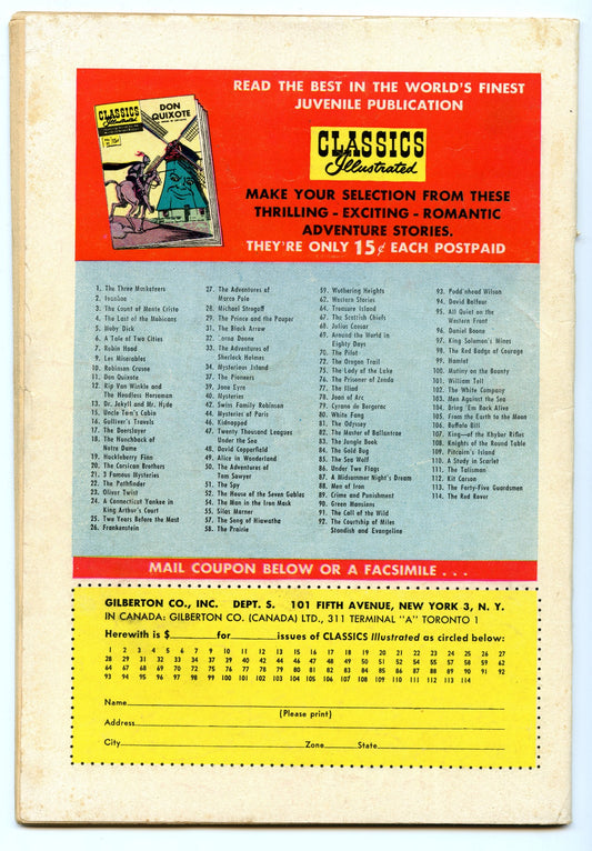 Classics Illustrated 113 (Original) (Nov 1953) VG (4.0)