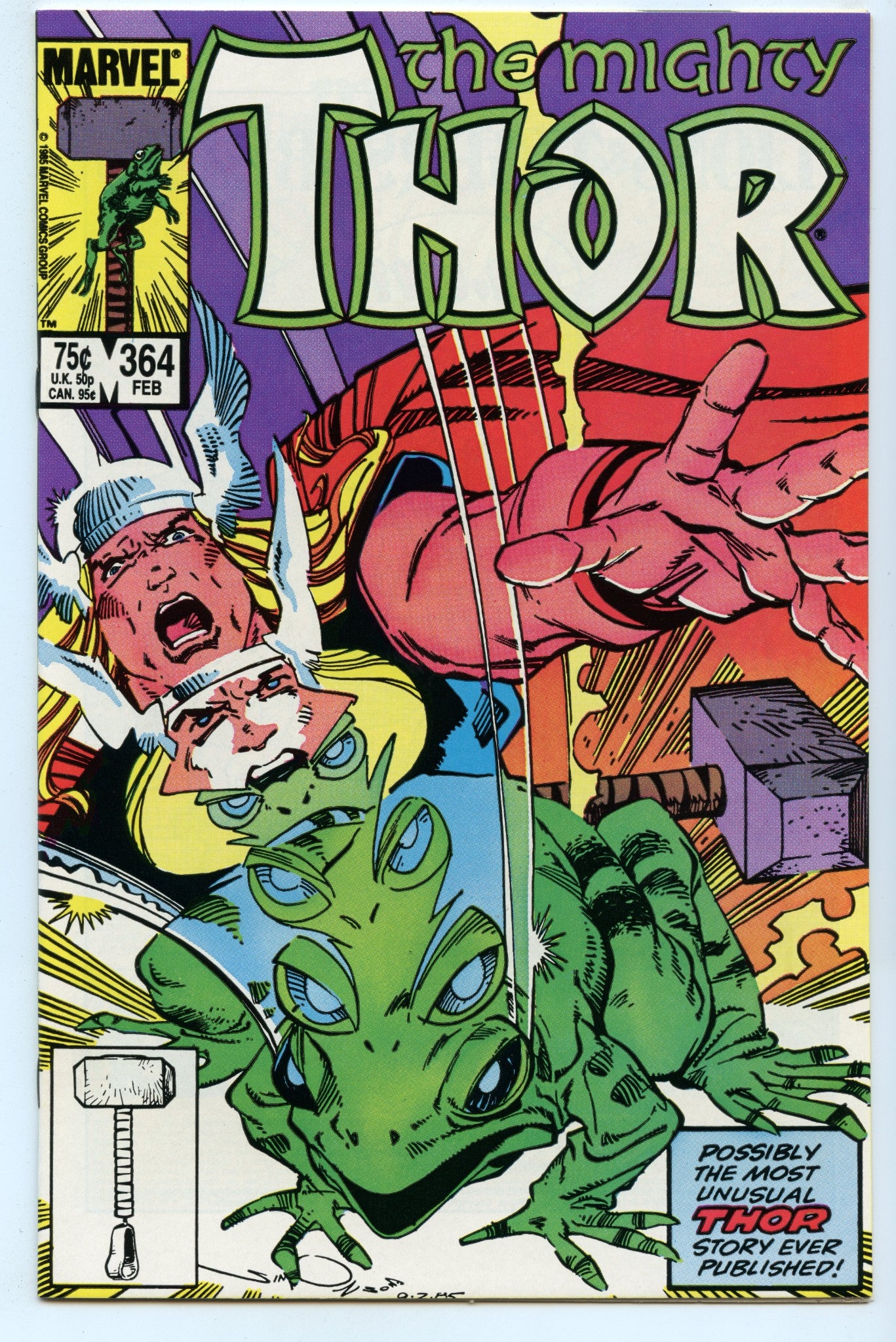 Thor 364 (Feb 1986) NM- (9.2) - Intro Puddlegulp (becomes Frog Thor)