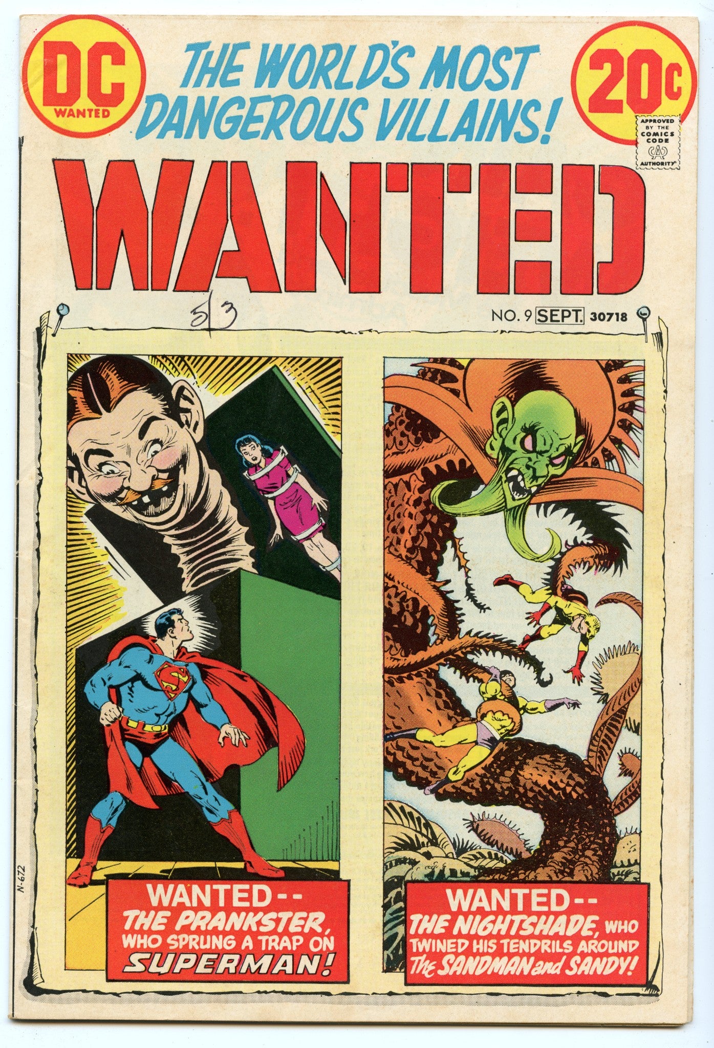 Wanted: the World's Most Dangerous Villains 9 (Sep 1973) FI+ (6.5)